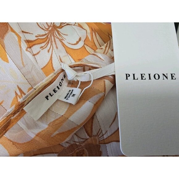 Pleione Womens‎ Orange Blouse Size Medium Fluter Sleeve Elastic Waist - Picture 5 of 7